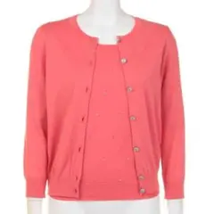 USED美品☆ジャスグリッティー☆パーツとびアンサンブル☆コーラル