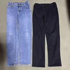 UNIQLO キッズ 160 デニムと黒パンツ セット