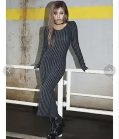 EGOIST 配色リブタイトニットワンピース