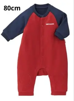 ミキハウス 赤紺 長袖ロンパース 80