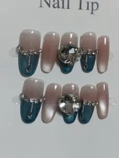 A3ネイルチップ ピンクと青のグラデーション 10個セットSサイズ