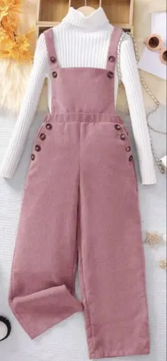 SHEIN コーデュロイオーバーオール 9Y ピンク