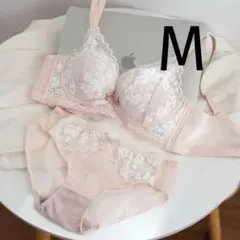 楽に盛れる 盛ブラ 楽ブラ下着2964ピンクベージュM ノンワイヤーブラショーツ