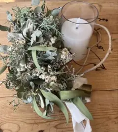 クリスマス⑅︎*シルバー系ナチュラルドライフラワーリース ベル付き
