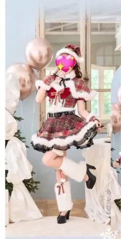 サンタコスプレ衣装 チェック柄