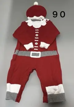 サンタクロース ニットカバーオール ロンパース コスチューム 帽子付き 90