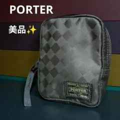 ポーター　カメラポーチ ブラック ダイヤ柄 極美品❤️ミニポーチ
