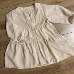 クリーム色 長袖 ワンピース