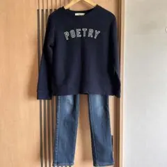 POETRYニットセーターと暖かいデニムパンツセット