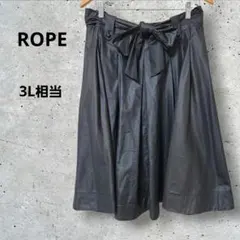ROPE/ロペ　フレアスカート　リボン　黒　光沢感　日本製　大きいサイズEX-3のサムネイル