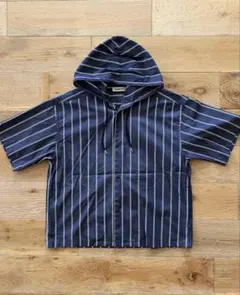 美品MONKEY TIMEフード付きネイビー半袖シャツ