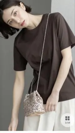 OPAQUE.CLIP ブラウン 半袖ベーシックTシャツUV接触冷感洗濯機洗い可