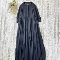 ZARAザラ　シアーロングワンピース（M）ティアード　ドット　シースルー黒B07