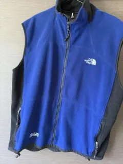 ノースフェイス WINDSTOPPER フリースベスト 青 黒