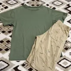 ユニクロ　エアリズム半袖パジャマ　140 カーキ×ベージュ