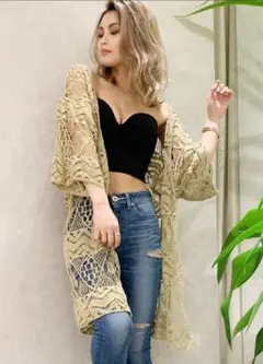 GYDA　ジェイダ　クロシェニットロングカーディガン　カギ編みロングカーディガンのサムネイル