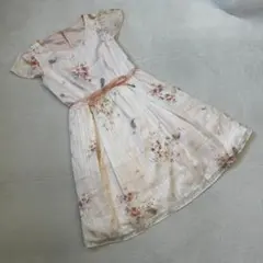 《WILLSELECTION》フレンチスリーブ ワンピース ガーリー 羽 花柄