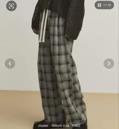 MERLOT グレー系チェックイージーパンツ Fサイズ