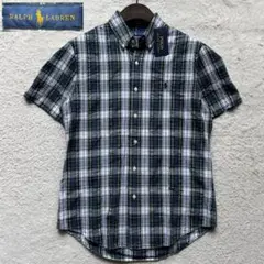 【新品未使用】ラルフローレン　半袖シャツ　シアサッカー　タータンチェック　緑　S