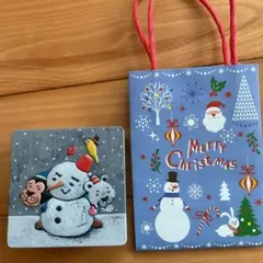 クリスマス クッキー缶　空き缶　田口智則　紙袋 セット サルくんの旅缶　雪だるま