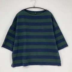 UNIQLO ユニクロ ネイビーグリーンストライプ Tシャツ XLサイズ