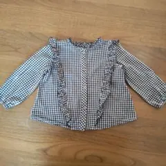 ZaraBaby ギンガムチェックフリル付き長袖シャツ