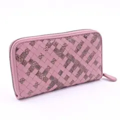 期間限定値下げ中★ボッテガヴェネタ 長財布 イントレチャート ピンク×パイソン