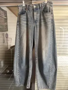 GU バレルレッグジーンズ ブルー デニム vintage加工 L