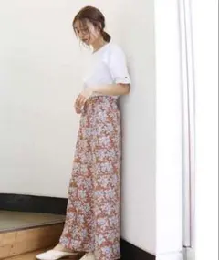 Ungrid 花柄 ロングスカート オレンジブラウンのサムネイル