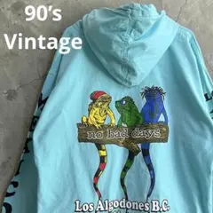 90's メキシコ製 フルジップ メキシカンパーカー イグアナ ブルー M相当のサムネイル