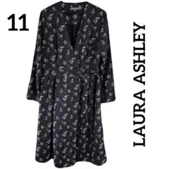 LAURA ASHLEY 花柄 ブラック ロングワンピース
