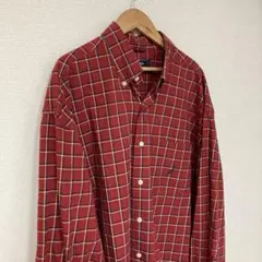 T965 NAUTICA レッドチェック柄 長袖シャツ XL オーバーサイズのサムネイル