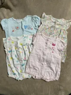 【Carter’s】半袖ロンパース 4枚セット 3m〜6m 花柄 ハート