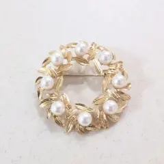 ゴールド リーフ ブローチ・サークル パール 卒業式 入学式 e2-1-2375