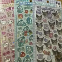 正規品 サンリオ 第二弾 3種 ボンボンドロップシール キティ クロミ ハンギョ