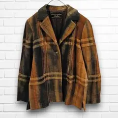 ￼レリアン　チェック　ジャケット　茶　フォーマル　オフィス　カジュアル大人女子