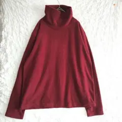 【cinema】バーガンディ タートルネック 長袖トップス LL フリース
