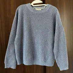 grove リブ編み 長袖セーター Mサイズ ライトブルー ラメニット