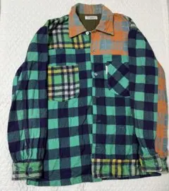 ハリウッドランチマーケット　パッチワーク　チェック　ネルシャツ