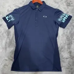 【R1131】OAKLEY ドライポロシャツ サイズL ネイビーのサムネイル