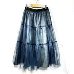 INED イネド　ブルー　チュールスカート　7