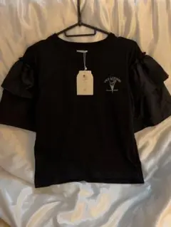 フリルスリーブ ブラック Tシャツ Mサイズ