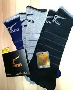 ミズノ24−26cm②Mizuno 5本指メンズソックス　 3足セット