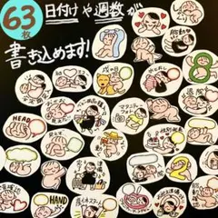 書き込める&フチシール　マタニティフレークシール　母子手帳シール