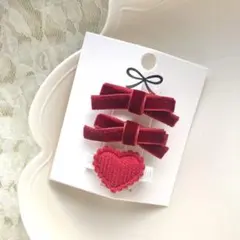 No.41♡ 3点セット　ベビークリップ　ヘアクリップ　ヘアピン　ベロア