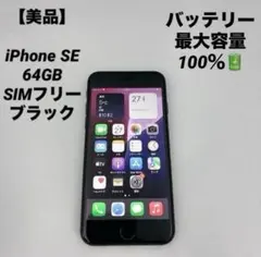 【美品】iPhone SE 64GB SIMフリー バッテリー100%ブラック
