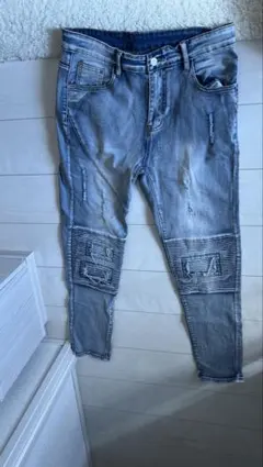 ダメージ加工 スリムフィット デニムパンツ 32