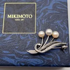 美品☆MIKIMOTOミキモト ブローチ 本真珠 パール シルバー 2珠 M