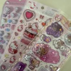 サンリオ コットンパフィーシール ウォーターシール ジュエルシール キティ 3点