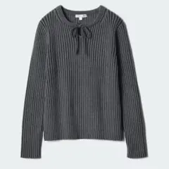 UNIQLO JW Andersonリブタイネックセーター ダークグレー